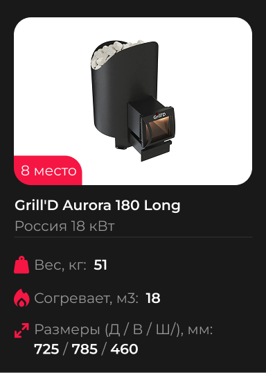 Печь для бани GrillD Aurora 180 Long