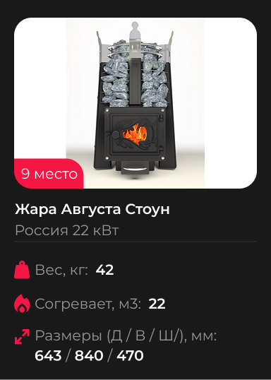 Печь банная Жара Августа Стоун со стеклом