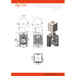 Печь для бани ASTON «Шторм 16» (ДТ-4С) б/в с баком на трубе 50л ?120 (AISI 439) «ШТОРМ» (АСТОН)