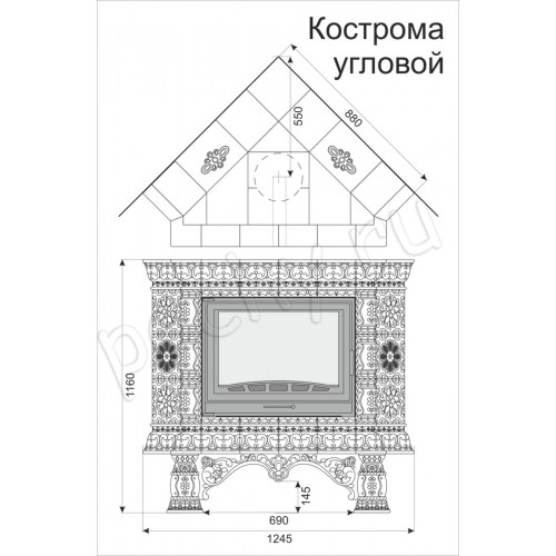 Печь-камин Кострома "Ваниль" угловой  Кимры