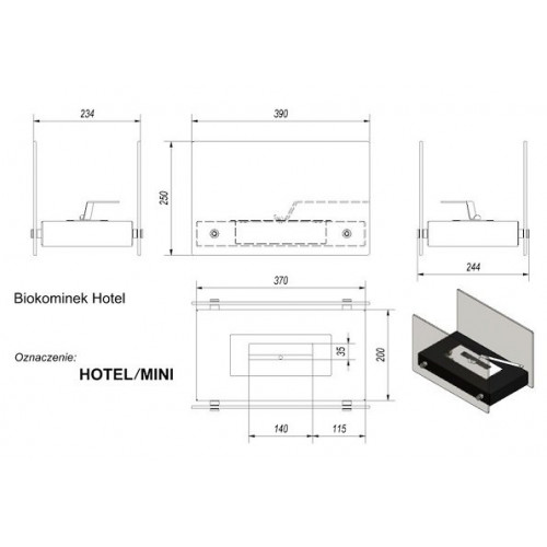 Биокамин Kratki (Кратки) Hotel mini гранит, TUV