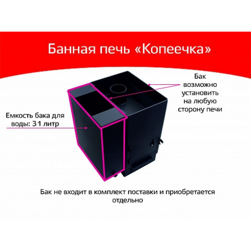 Печь банная "Копеечка" с ВТК НМК