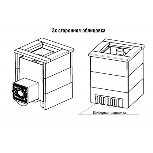 Печь для бани Жара Малютка Стоун со стеклом в облицовке из талькохлорита с открытым верхом