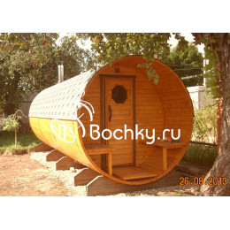 Баня-бочка Мега-3 с крыльцом 5,0х2,0 м