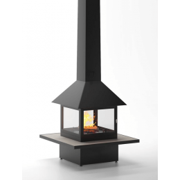 Островной камин со стеклянными дверцами CUBE Openfire