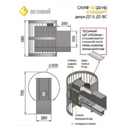 Банная печь ВЕЗУВИЙ Скиф Стандарт 12 (ДТ-3)