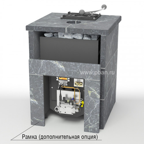 Печь для бани Жара газовая Люксгаз 30 Стоун под обкладку/в облицовке талькохлорит (газ-дрова)