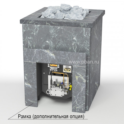 Печь для бани Жара газовая Люксгаз 30 Стоун под обкладку/в облицовке талькохлорит (газ-дрова)