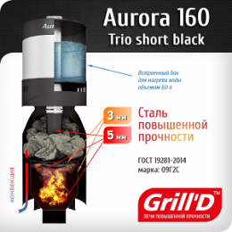 Печь-каменка Grill’d (Грилд) Aurora 160А Trio short black