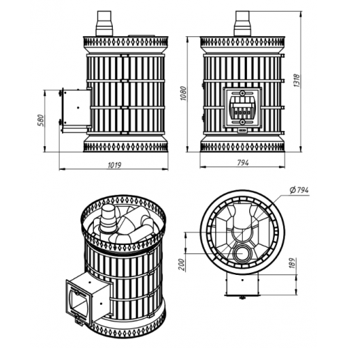 Печь банная «РУССКАЯ БАНЯ» в кирпичной облицовке КДМ (KDM)