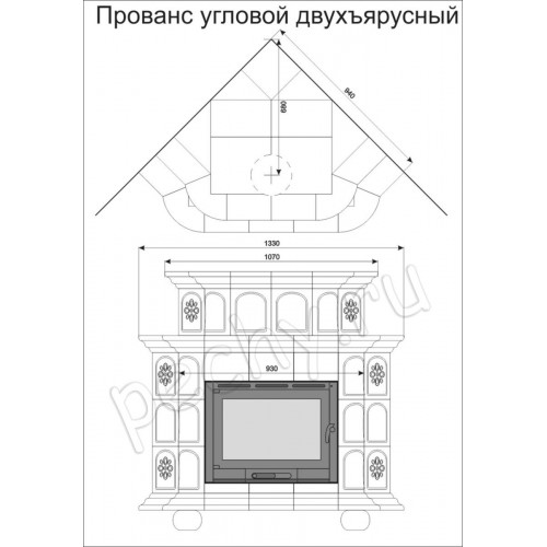 Печь-камин Прованс угловой-двухъярусный Кимры