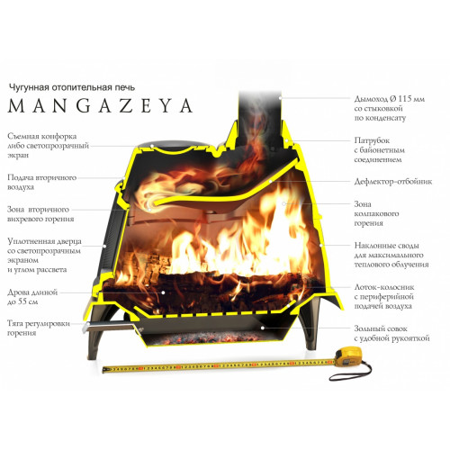Печь отопительная Мангазея черная бронза ТМФ (Термофор) 