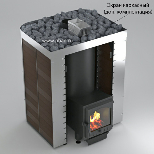 Печь для бани с закрытой каменкой для бани Услада 30 Панорама (Жара)