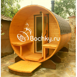 Баня-бочка Эконом с крыльцом 2,3х2,0
