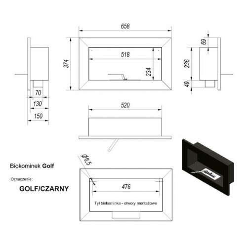 Биокамин Kratki (Кратки) Golf Qube