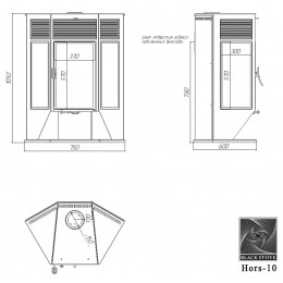 Печь-камин Hors-10 Black Stove