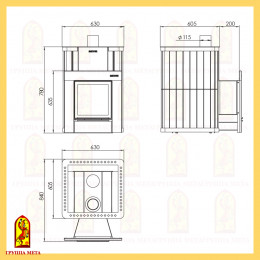 Печь-каменка Сахалин 20 (пб-20тс) Мета дровяная банная для бани и сауны