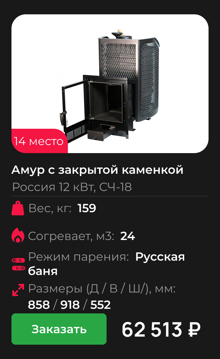 Амур с закрытой каменкой