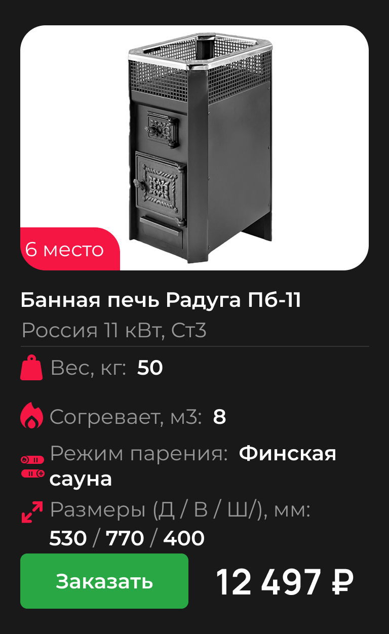 Банная печь Радуга Пб-11