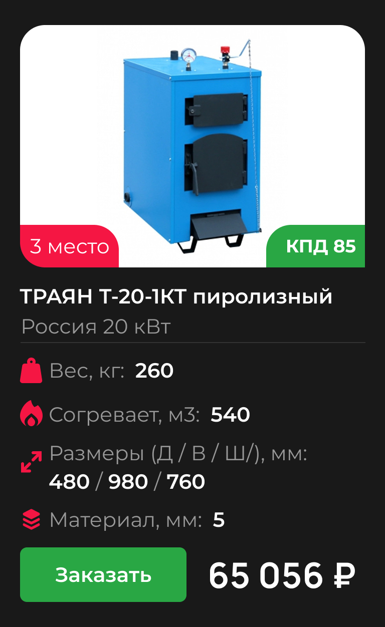ТРАЯН Т-20-1КТ пиролизный