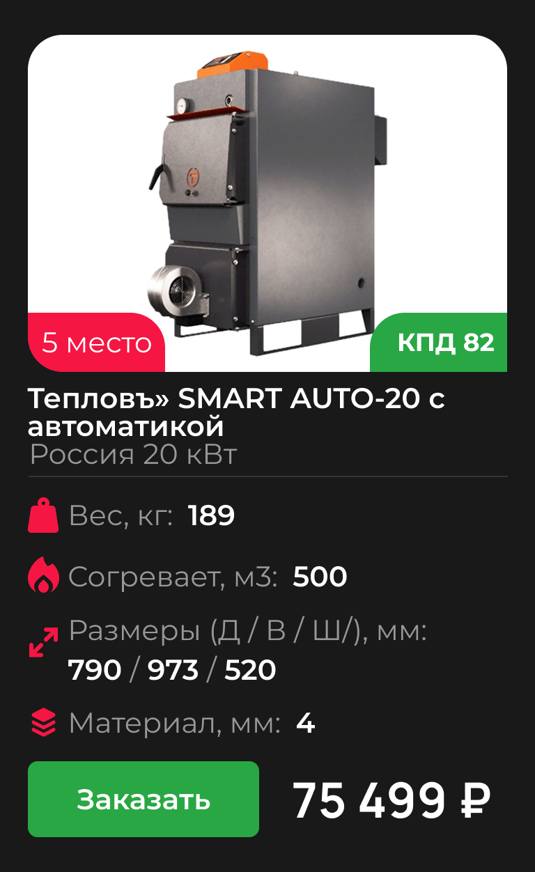 Тепловъ» SMART AUTO-20 с автоматикой